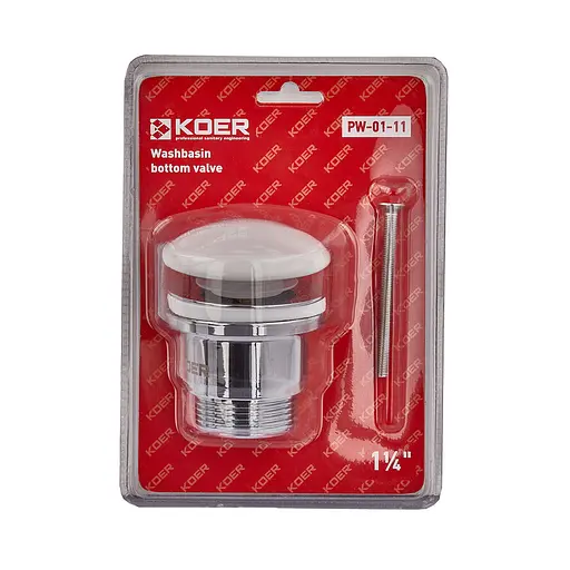 Донний клапан Koer PW-01-11 Click-Clack універсальний KR3405, Білий - фото 2