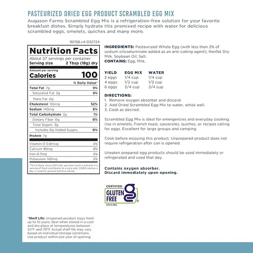 Сублимированные яйца для приготовления омлета с длительным сроком хранения 10 лет Augason Farms, 57 порций (101094) - фото 3