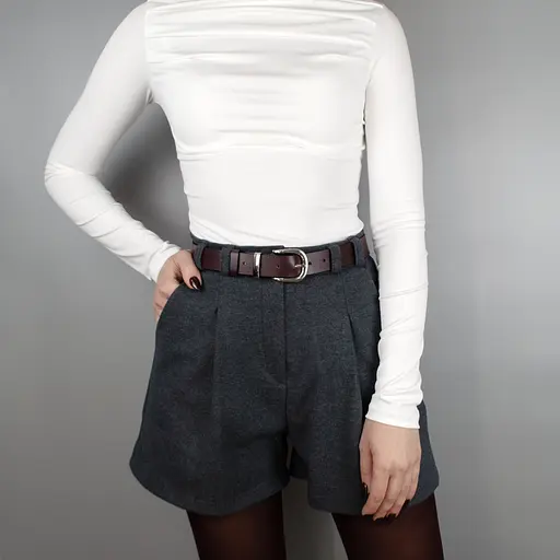 Ремінь шкіряний жіночий HC-3092 бордовий зі сріблястою пряжкою (130 см) - фото 6