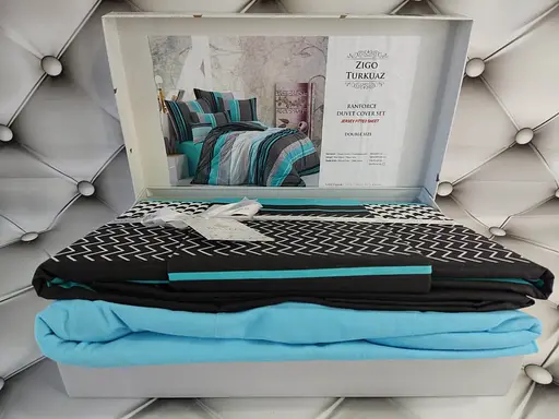 Комплект постільної білизни Belizza Zigo Turquoise Євро Різнобарвний 000230422 - фото 3