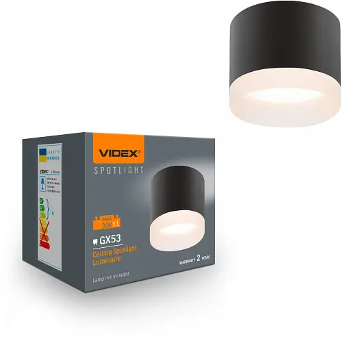 Світильник Videx під лампу GX53 накладний Чорний (VL-SPF25A-B) - фото 1