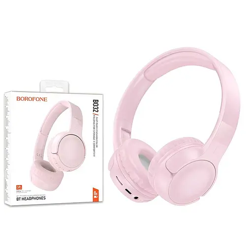 Накладные Stereo наушники Borofone BO32, беспроводные, до 5 часов работы, Bluetooth 5.0, розовые - фото 2