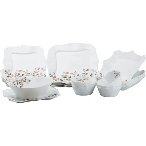 Столовый сервиз TS Kitchen на 6 персон фарфоровый Leaf белый HP23405 - фото 1