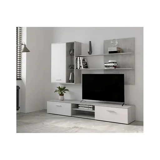 Модульна стінка для вітальні Гербор Кватро Бетон + Білий (GRB-1909)