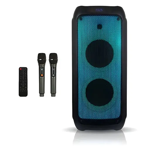 Портативна колонка ZXX-5508 Акустична система 1000Вт RGB підсвічування з 2 мікрофонами і пультом 2х8" Чорний - фото 1