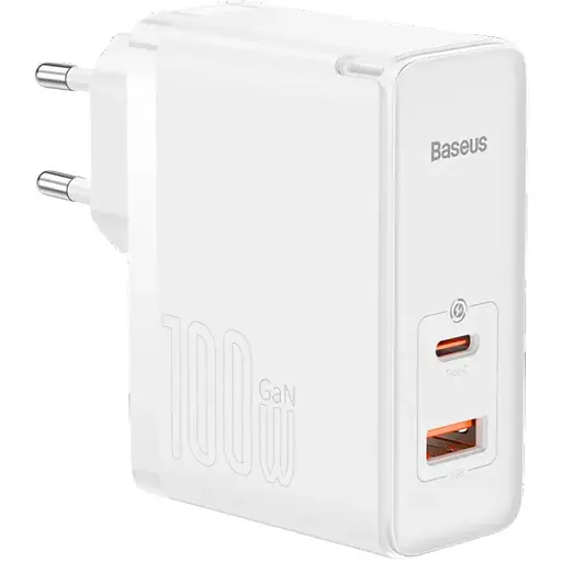Мережевий зарядний пристрій Baseus GaN5 Pro 2 порта, USB + Type-C 100W Белый (CCGP090202) - фото 1