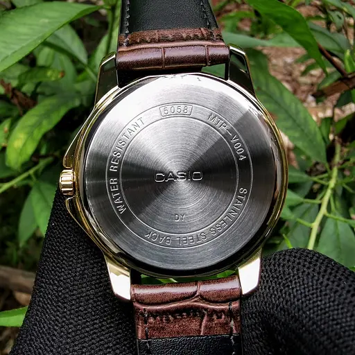 Годинники наручні чоловічі кварцові золоті з шкіряним ремінцем оригінал Casio MTP-V004GL-7AUDF (модуль №5058) - фото 8