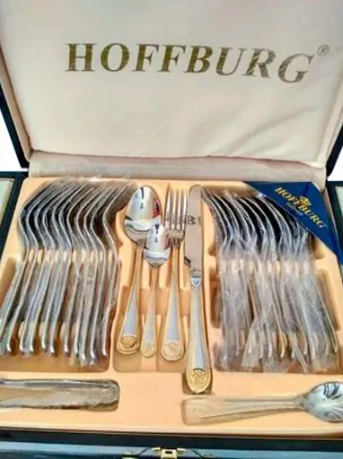 Набор столовых приборов Hoffburg HB-72883GS на 12 персон в подарочном кейсе 72 предмета Золотой - фото 5