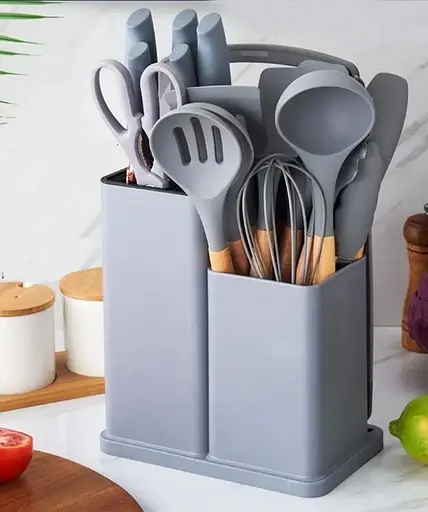 Набір кухонного приладдя A-plus Kitchenware Set набір силіконовий з дощечкою Сірий - фото 2