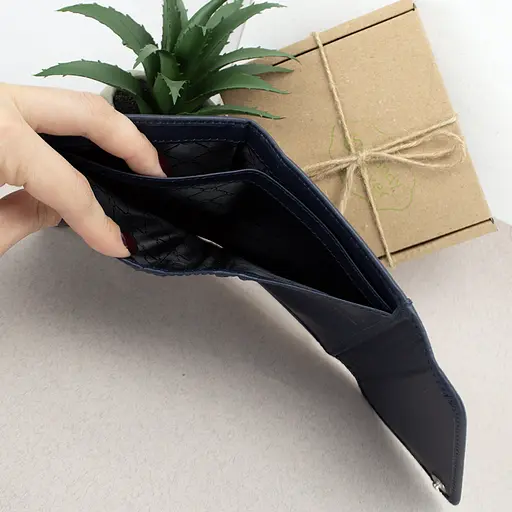 Кошелек женский кожаный маленький Sabrina синий питон - фото 5