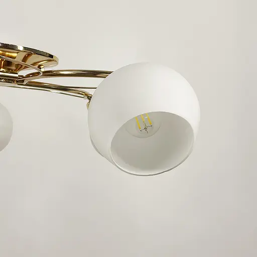 Золота люстра на 5 білих плафонів | Арт. 91061/5 GD | Line F - фото 2