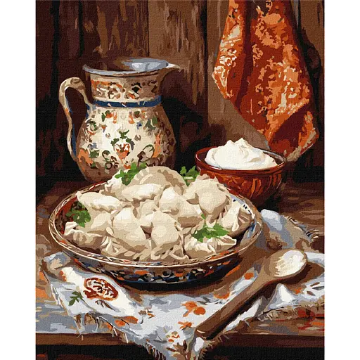 Набір для розпису по номерах Смачні варенички, Ideyka, 40x50 см, КНО5718