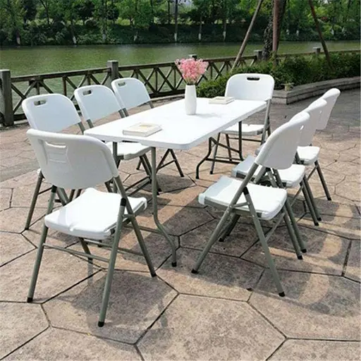 Набір садових меблів SpringFun стіл складний 180см + 8 стільців для банкету 8-10 осіб Білий - фото 2
