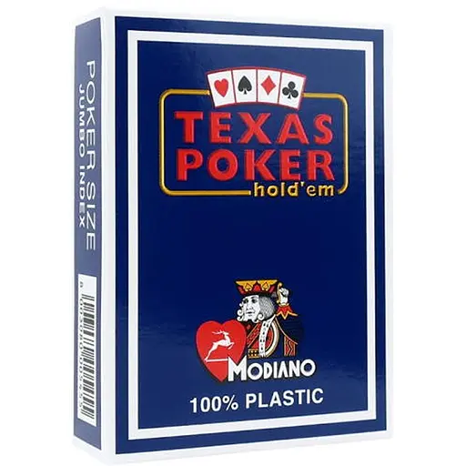 Карти гральні Modiano Texas Poker 100% Plastic 2 Jumbo Index (blue) (ВР_КИМТППБ) - фото 1