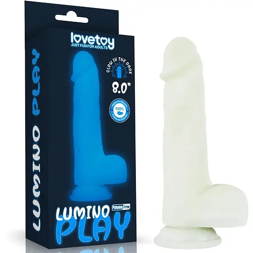 Неоновий фалоімітатор LoveToy Lumino Play 20.9 см блакитний