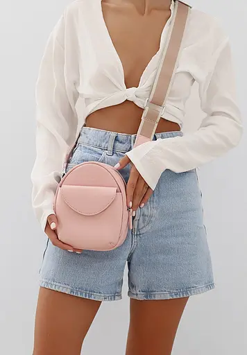 Шкіряна жіноча міні-сумка Kroha рожевий краст - фото 9