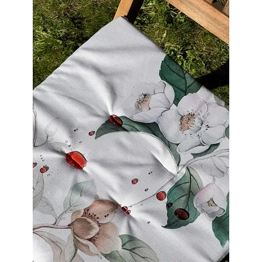 Водоотталкивающая подушка для стула с 3D принтом Яблоневый цвет 40х40 см белая 6 шт. - фото 4