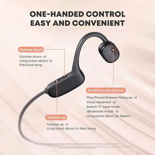 Бездротові спортивні кісткові навушники Langsdom Opetec Race Bluetooth-гарнітура з вбудованою пам'яттю 32G - фото 7