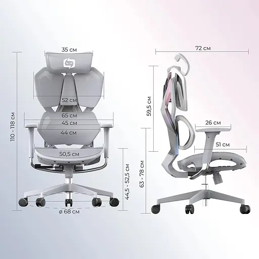 Кресло геймерское Sihoo Xallking X5C Mesh Grey (X5FC-N101) - фото 6