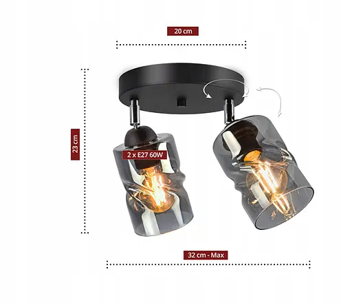 Декоративная люстра Sirius S4944-2 BK+SM с поворотным механизмом