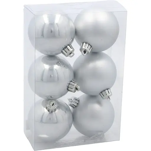 Комплект елочных шариков Chomik пластиковые 6 см серебристые 6 шт. (GIF3863)