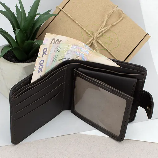 Портмоне мужское кожаное Handycover HC0041 коричневое с гербом Украины - фото 2