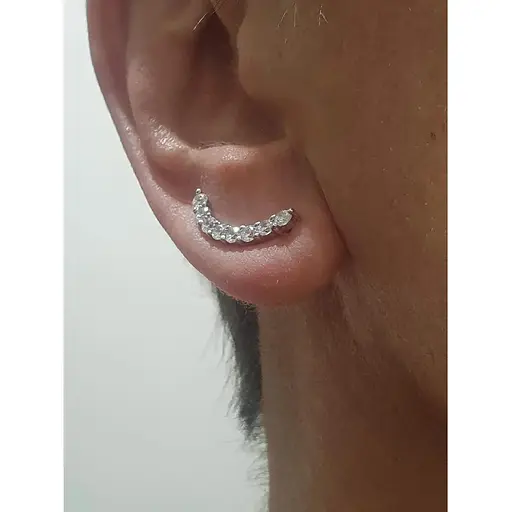 Срібні сережки-кафи Ірій з фіанітами. 40022 - фото 2