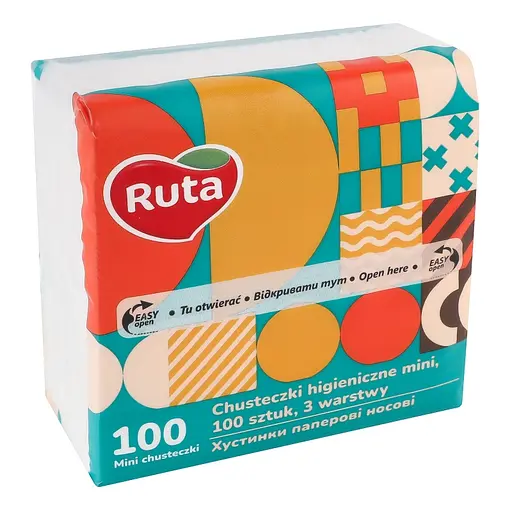 Хустинки носові Ruta Mini Tissues 100 л 3 ш без аромату - фото 1