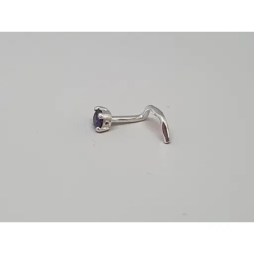 Серебряная серьга-пирсинг в нос. 1017.5С Фиолетовый - фото 3