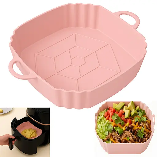 Квадратная силиконовая форма для аэрогриля, духовки и мультипечи 20х20 см, Kitchen Master Розовый 87275 - фото 1