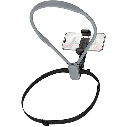 Держатель для телефона на шею Hoco K31 магнитный черный серый - фото 1