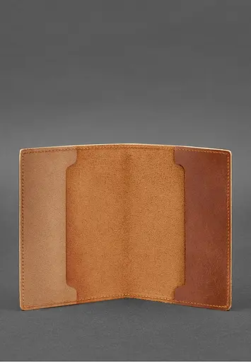 Кожаная обложка для военного билета офицера запаса 8.0 светло-коричневая Crazy Horse - фото 3