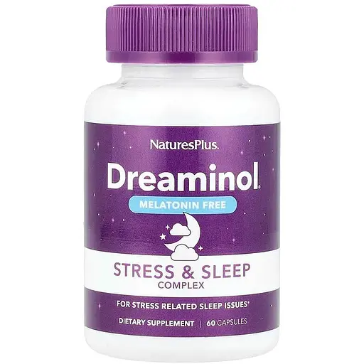 Комплекс для сна без мелатонина Natures Plus Dreaminol Stress & Sleep Complex Melatonin Free, 60 капсул - фото 1