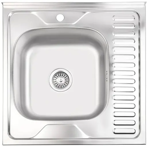 Кухонная мойка Brinex 6060-L 0.6 мм, накладная BRIN6060LSAT06 - фото 1