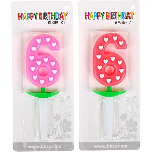 Свічка-цифра неон із серцем 6, 10-125