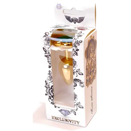 Анальна пробка Boss Of Toys Boss Series - Jewellery Gold Heart Plug Green S, BS6400042, Золотий / Зелений - фото 7