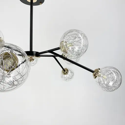 Стельова люстра в чорному корпусі на 10 ламп Line.F Колір фурнітури хром - фото 4