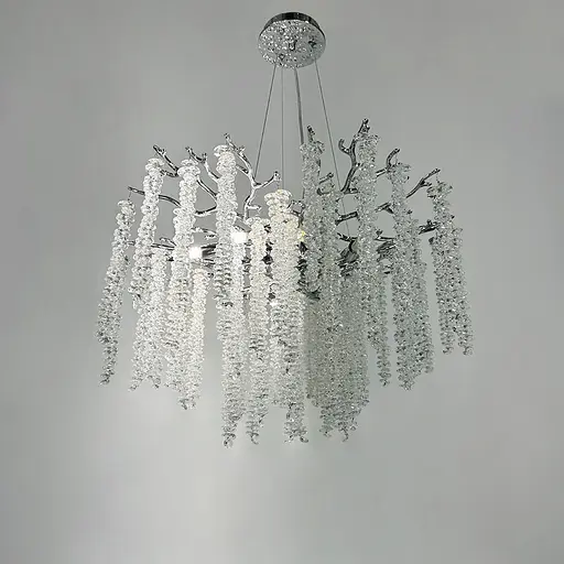 Изысканная серебряная подвесная люстра с хрустальными камнями Ø 60 см | Ст. 33001-600 CH | Line F - фото 7