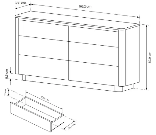 Комод Perfect Home Торро / Torro 6S/163 с 6 ящиками Дуб кремона/черный (PFH-091416) - фото 3