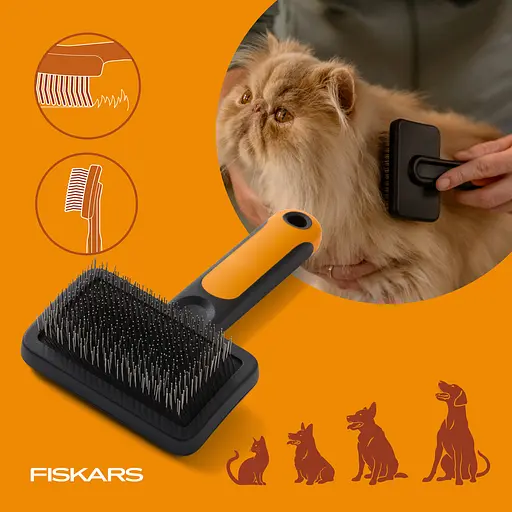 Щетка-пуходерка для груминга собак и кошек Fiskars Slicker Brush 9 см (2009138) - фото 7