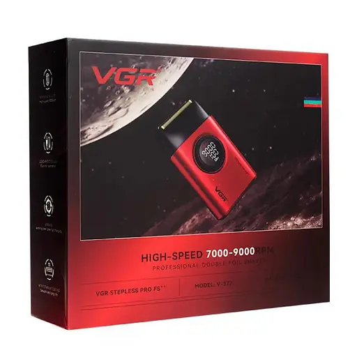 Електробритва акумуляторна шейвер VGR V-378 9000RPM LCD + дорожня сумочка (Червоний) - фото 8