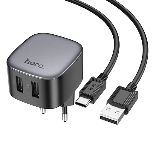 Сетевое зарядное устройство Hoco CS31A 2 х USB + кабель Type-C - фото 7