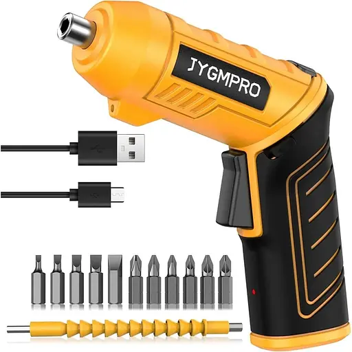 Електрична викрутка JYGMPRO, бездротова викрутка 3,6 В з акумулятором 1500 мАг, максимальний момент, що крутить 3,5 Нм, 250 об/хв