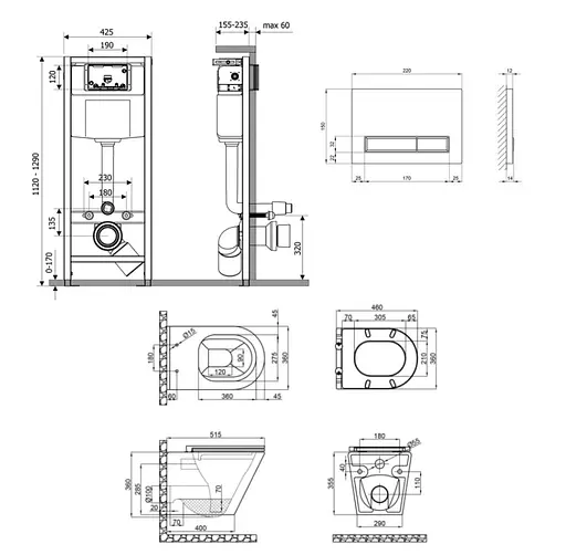 Набір Q-tap Nest 4 в 1 підвісний унітаз Scorpio Ultra Quiet 520x365x365 + комплект інсталяції QT1433053EUQW45168 - фото 8