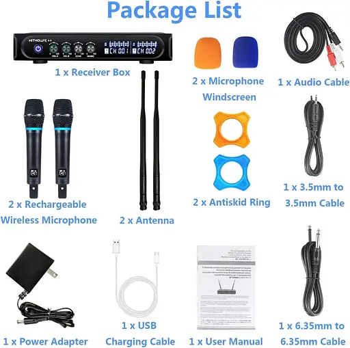 Беспроводная микрофонная система S9 UHF караоке микрофон беспроводной с Bluetooth - фото 7