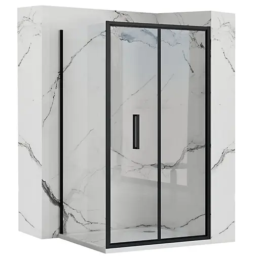 Душова кабіна Rea Rapid Fold 80x100 black REA-K6421 + REA-K6420, Чорний матовий, Універсальна, прозорий - фото 1