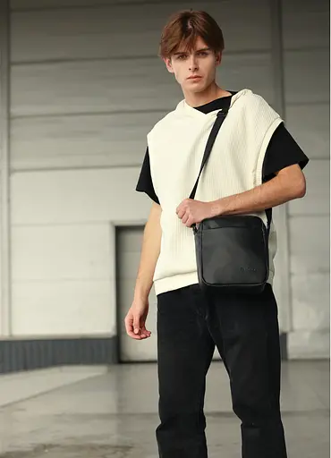 Мужская сумка мессенджер Sambag Makros черная 23 × 19 × 7 см (70220001m) - фото 1