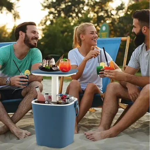 Стол-холодильник Costway Gobar 3-в-1 с подъемной крышкой 15L синий