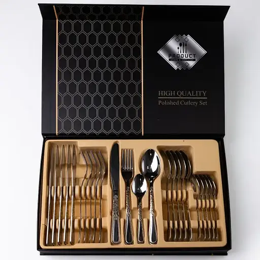 Набор столовых приборов Yiwu из нержавеющей стали на 6 персон столовая вилка ложка нож в подарочной упаковке HP-16978-24 - фото 3