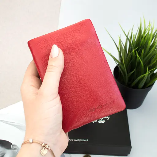 Гаманець жіночий шкіряний De Esse LC14288-GD02 маленький на магніті червоний - фото 8